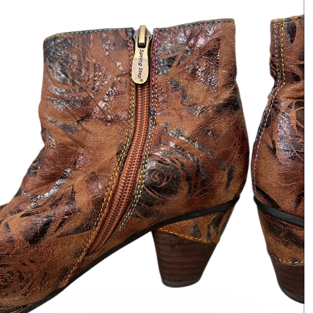 Spring Step Waterlily Leather Ankle Boots
Floral Brown Chunky Heel Boho - Picture 7 of 11